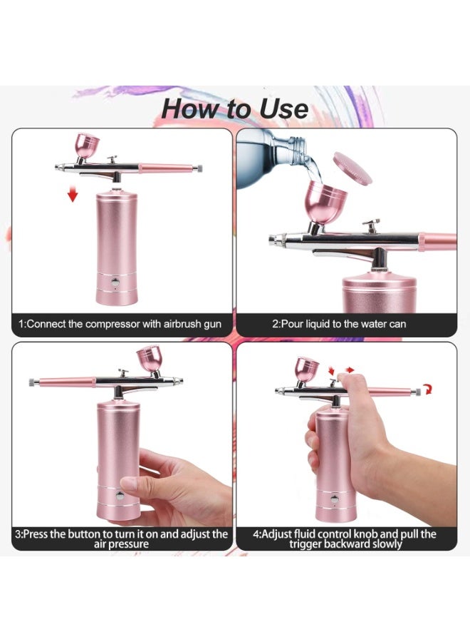 Airbrush-Kit Rechargeable Cordless Airbrush Compressor - Auto Handheld Airbrush Gun, Airbrush Set Portable Wireless Air Brush for Barber, Nail Art, Cake Decor, Makeup, Model Painting - Image 5